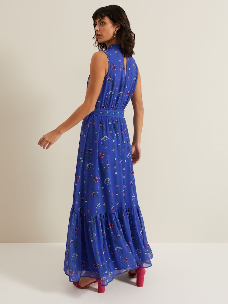 Phase Eight Multi Sofia Print Maxi Blue Dress - Image 3 of 6
