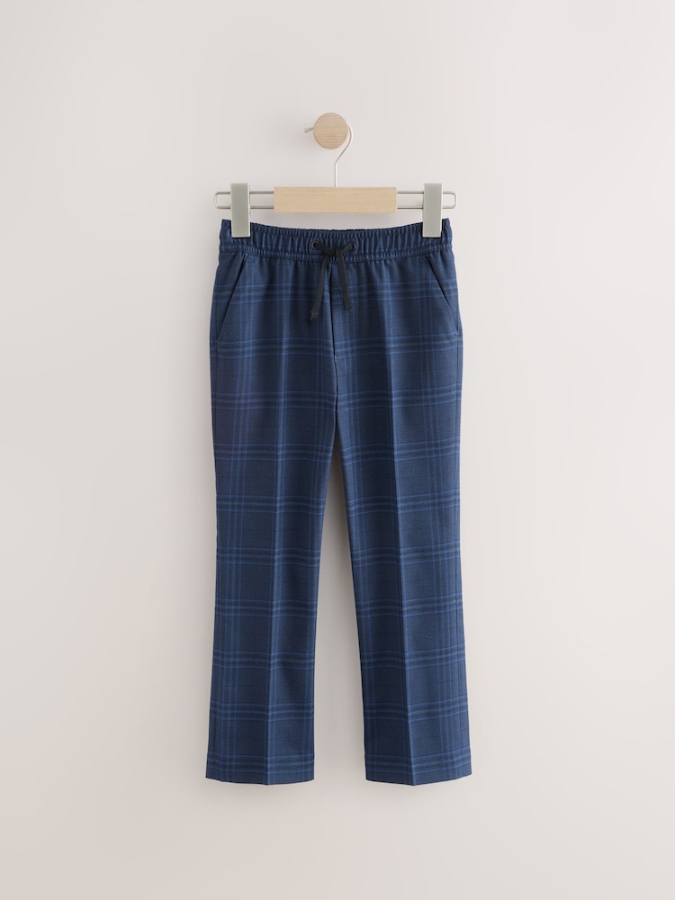 Blue/Navy Check Pull On Suit Trousers (3-16yrs) - Image 1 of 4