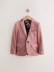 Pale Pink Velvet Suit Blazer (3-16yrs) - Image 1 of 5