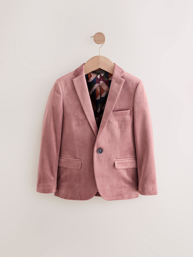 Pale Pink Velvet Suit Blazer (3-16yrs) - Image 1 of 5