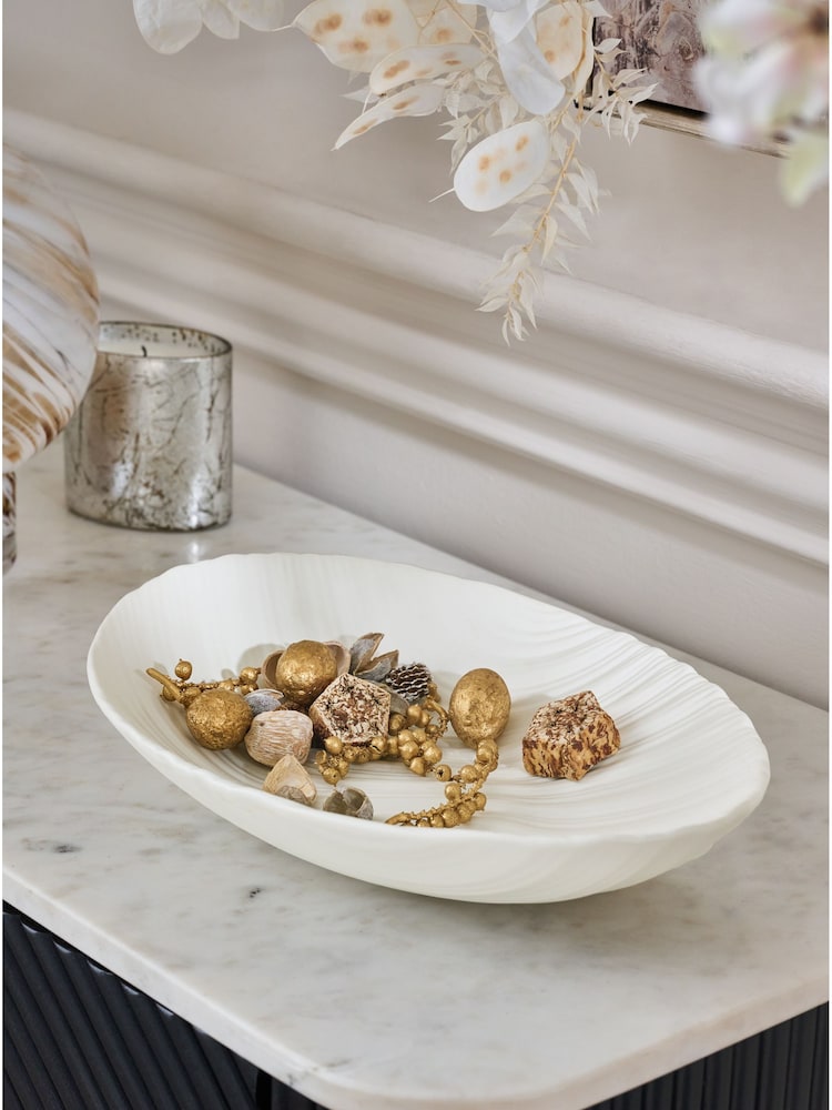 White Large Pleated Bowl - Image 1 of 6 White Large Pleated Bowl - Image 1 of 6