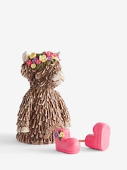 Natural Hamish the Highland Cow Small Dangly Leg Ornament With Floral Crown - Image 3 of 3