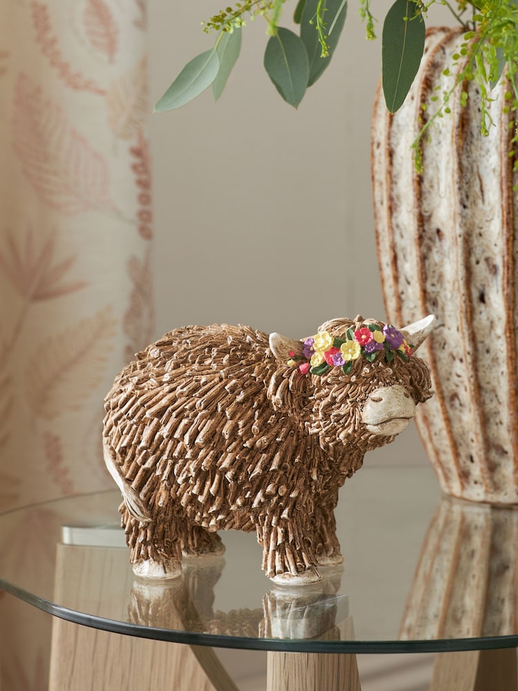 Hamish Highland Krava Dangly Leg Ornament s cvetlično krono - Slika 1 iz 5 Hamish Highland Krava Dangly Leg Ornament s cvetlično krono - Slika 1 iz 5