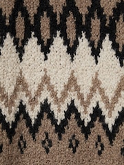 Reiss Brown Bobbi Chunky Fairisle Pattern Knit Funnel Neck Jumper - Image 6 of 6