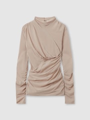 Reiss Blush Eleni Ruched Long Sleeve Top - Image 2 of 6