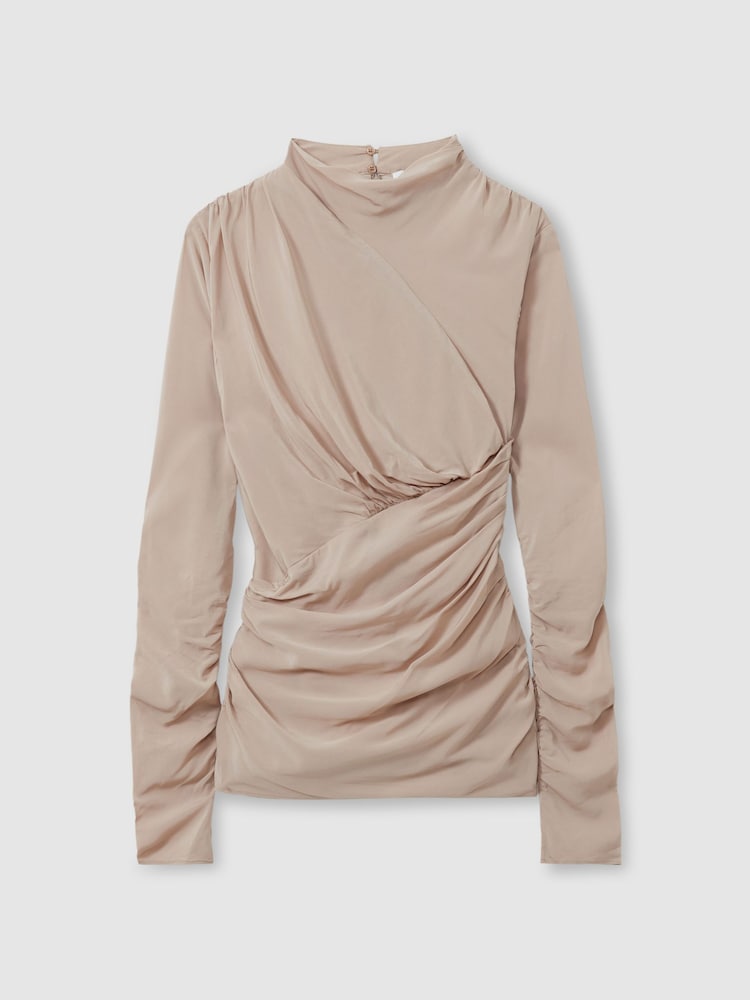 Reiss Blush Eleni Ruched Long Sleeve Top - Image 2 of 6
