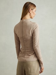 Reiss Blush Eleni Ruched Long Sleeve Top - Image 4 of 6