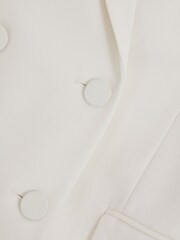 Reiss White Leanna Petite Wool Blend Double Breasted Tux Blazer - Image 6 of 7