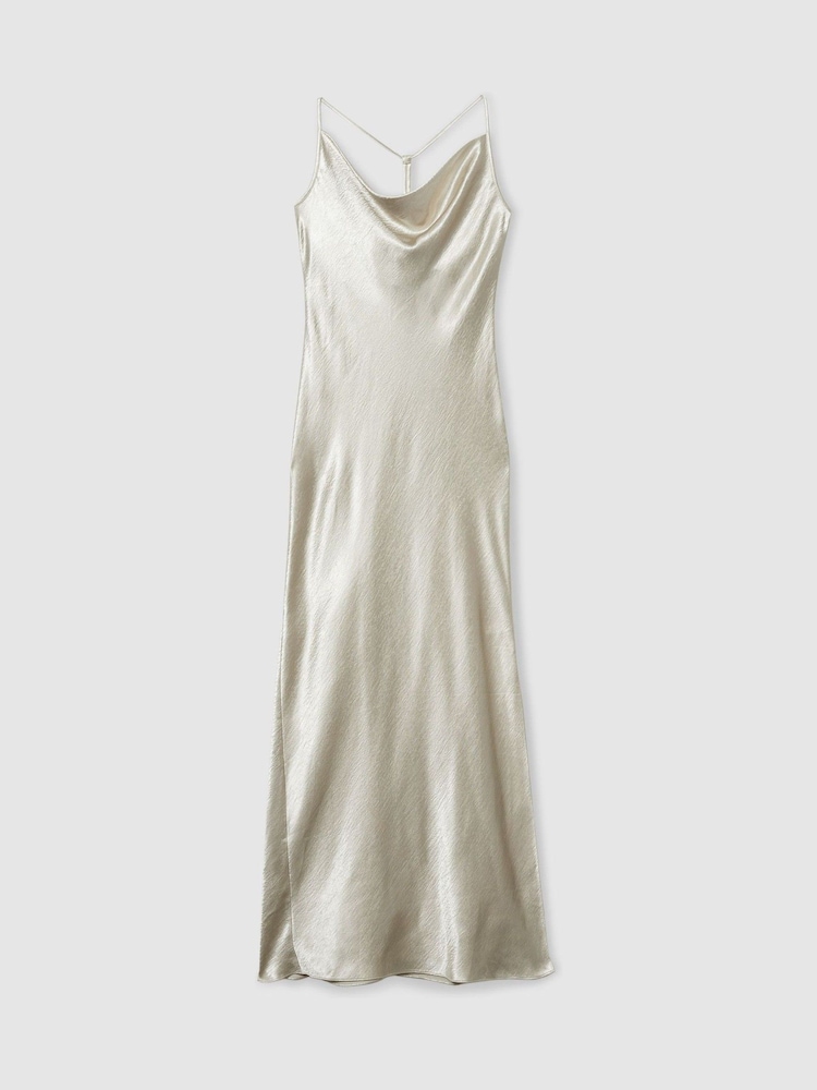Silber - Reiss Slipdress aus Satin mit Wasserfallausschnitt und Paisley-Muster - Bild 2 von 6