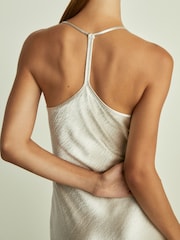 Silber - Reiss Slipdress aus Satin mit Wasserfallausschnitt und Paisley-Muster - Bild 4 von 6
