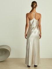 Silber - Reiss Slipdress aus Satin mit Wasserfallausschnitt und Paisley-Muster - Bild 5 von 6