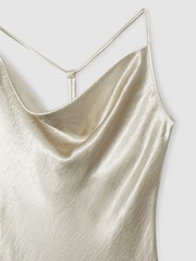 Silber - Reiss Slipdress aus Satin mit Wasserfallausschnitt und Paisley-Muster - Bild 6 von 6