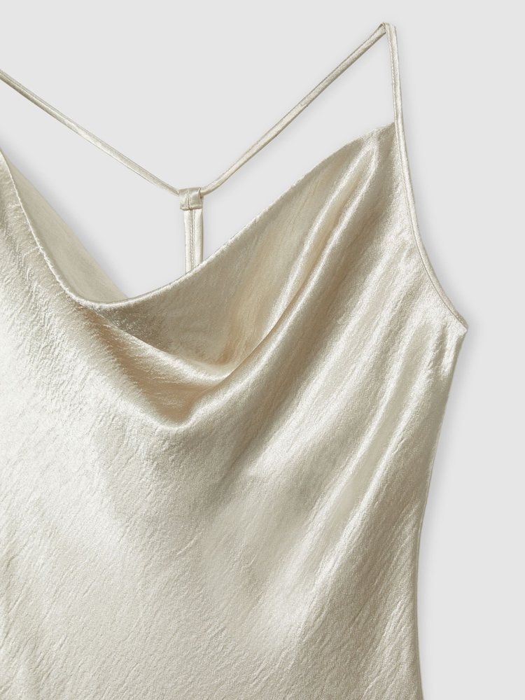 Silber - Reiss Slipdress aus Satin mit Wasserfallausschnitt und Paisley-Muster - Bild 6 von 6