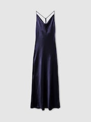 Indigoblau - Reiss Slipdress aus Satin mit Wasserfallausschnitt und Paisley-Muster - Bild 2 von 5