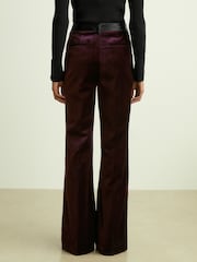 Reiss Yasmin Cotton-Velvet Flared Trousers - Image 5 of 6