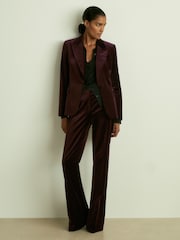 Reiss Burgundy Yasmin Cotton Velvet Blazer - Image 3 of 7