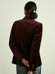 Reiss Burgundy Yasmin Cotton Velvet Blazer - Image 4 of 7