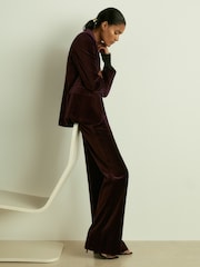 Reiss Burgundy Yasmin Cotton Velvet Blazer - Image 5 of 7