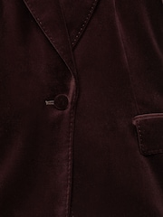 Reiss Burgundy Yasmin Cotton Velvet Blazer - Image 7 of 7