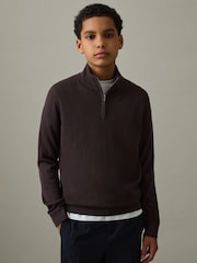 Reiss Navy/Dark Bordeaux Blackhall 2 Pack 13-14 yrs Two Pack Of Merino Wool Zip-Neck Jumpers - Image 2 of 5