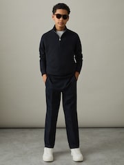 Reiss Navy/Dark Bordeaux Blackhall 2 Pack 13-14 yrs Two Pack Of Merino Wool Zip-Neck Jumpers - Image 3 of 5