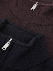 Reiss Navy/Dark Bordeaux Blackhall 2 Pack 13-14 yrs Two Pack Of Merino Wool Zip-Neck Jumpers - Image 4 of 5
