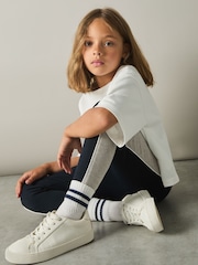 Reiss Navy Lemi 9-13 yrs Cotton-Blend Panelled Leggings - Image 3 of 4