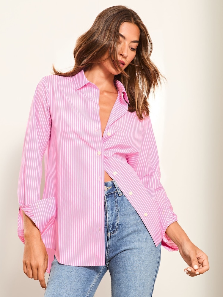 Lipsy Pink Collared Button Through Shirt - Image 1 of 4