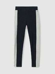 Reiss Navy Lemi 13-14 yrs Cotton-Blend Panelled Leggings - Image 1 of 4