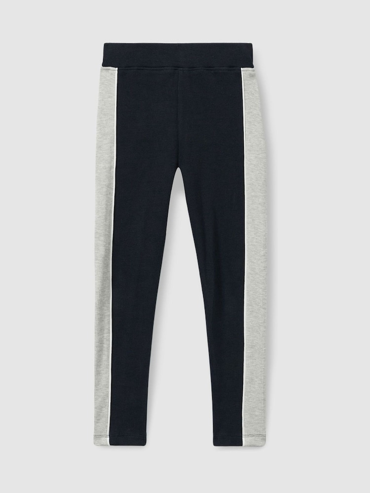 Reiss Navy Lemi 13-14 yrs Cotton-Blend Panelled Leggings - Image 1 of 4