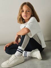 Reiss Navy Lemi 13-14 yrs Cotton-Blend Panelled Leggings - Image 2 of 4