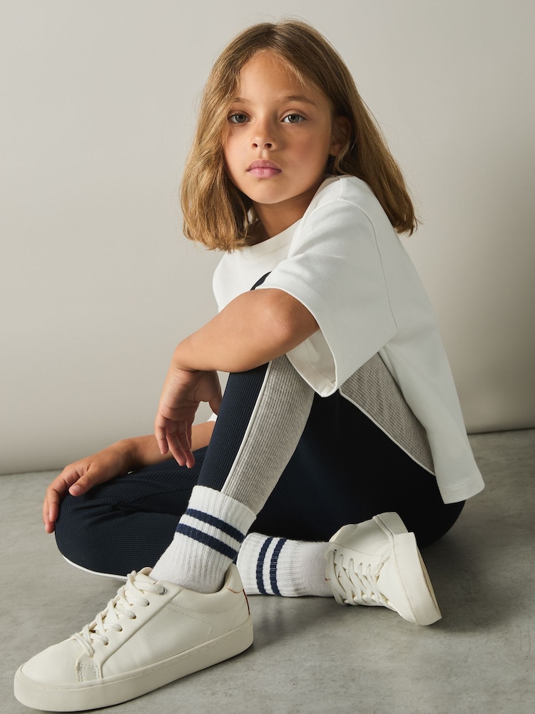 Reiss Navy Lemi 13-14 yrs Cotton-Blend Panelled Leggings - Image 2 of 4