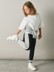 Reiss Navy Lemi 13-14 yrs Cotton-Blend Panelled Leggings - Image 3 of 4