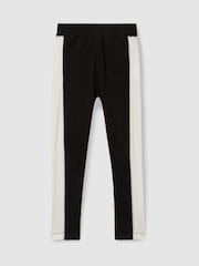 Reiss Black Lemi 13-14 yrs Cotton-Blend Panelled Leggings - Image 1 of 4