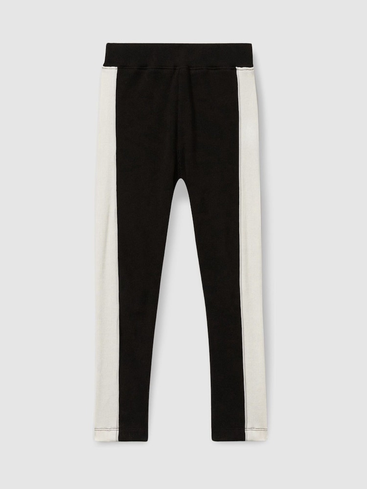 Reiss Black Lemi 13-14 yrs Cotton-Blend Panelled Leggings - Image 1 of 4