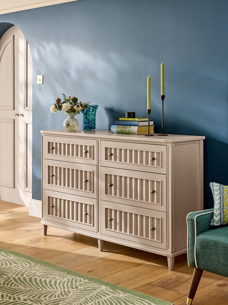 Nina Campbell Putty Willis 6 Drawer Wide Chest of Drawers - Image 1 of 8
