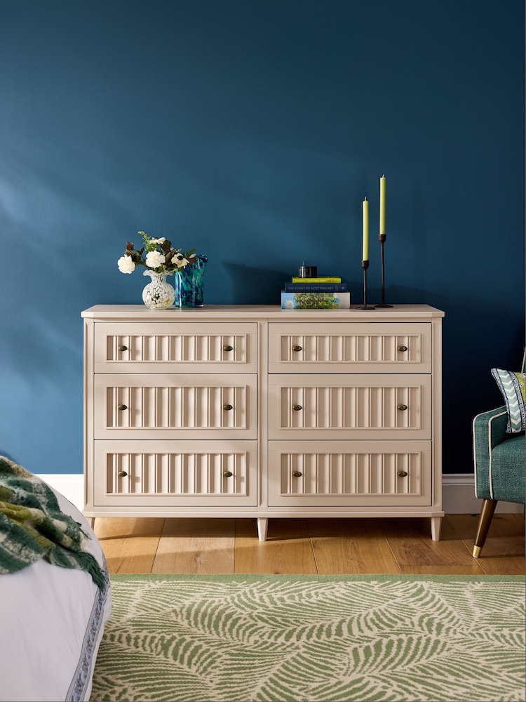 Nina Campbell Putty Willis 6 Drawer Wide Chest of Drawers - Image 2 of 8