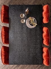 Rockett St George Black Mango Wood Leopard Print 6 Seater Fixed Dining Table - Image 2 of 7