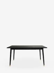 Rockett St George Black Mango Wood Leopard Print 6 Seater Fixed Dining Table - Image 6 of 7