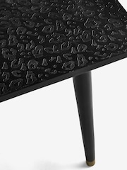 Rockett St George Black Mango Wood Leopard Print 6 Seater Fixed Dining Table - Image 7 of 7