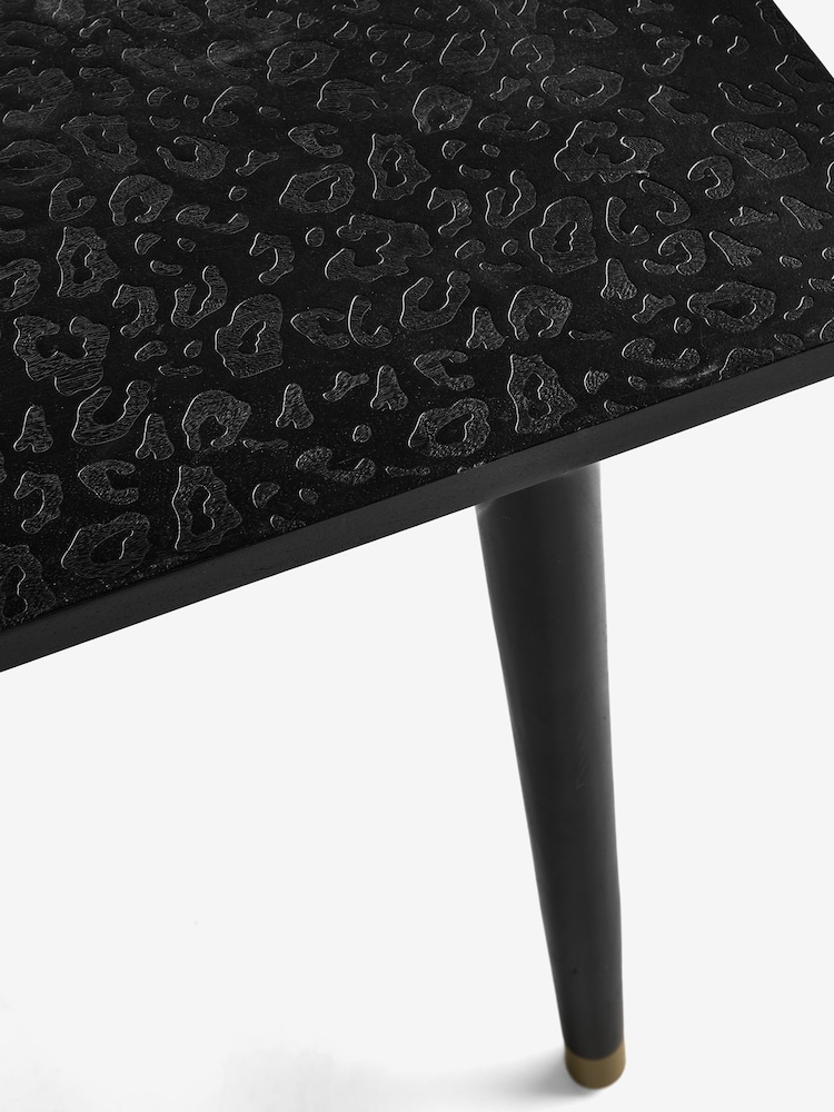 Rockett St George Black Mango Wood Leopard Print 6 Seater Fixed Dining Table - Image 7 of 7 Rockett St George Black Mango Wood Leopard Print 6 Seater Fixed Dining Table - Image 7 of 7