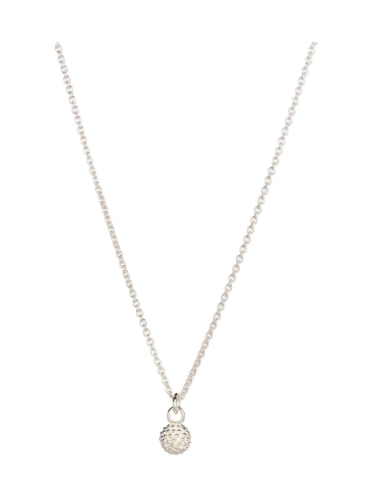 Oliver Bonas Silver Tone Elsie Textured Round Charm Pendant Necklace - Image 1 of 4