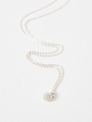 Oliver Bonas Silver Tone Elsie Textured Round Charm Pendant Necklace - Image 2 of 4