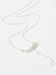 Oliver Bonas Silver Tone Elsie Textured Round Charm Pendant Necklace - Image 3 of 4