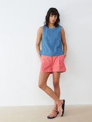 Oliver Bonas Blue Chambray Shell Cami Top - Image 1 of 8