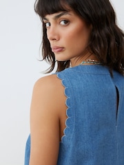 Oliver Bonas Blue Chambray Shell Cami Top - Image 3 of 8