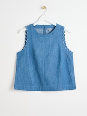 Oliver Bonas Blue Chambray Shell Cami Top - Image 4 of 8