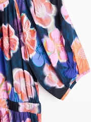 Oliver Bonas Blue Fantasy Floral Tiered Midi Dress - Image 7 of 9