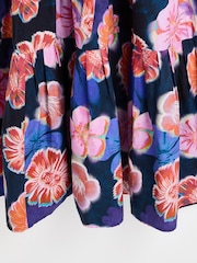 Oliver Bonas Blue Fantasy Floral Tiered Midi Dress - Image 9 of 9