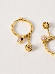 Oliver Bonas Gold Tone Philomena Opalite Hoop Drop Earrings - Image 3 of 5